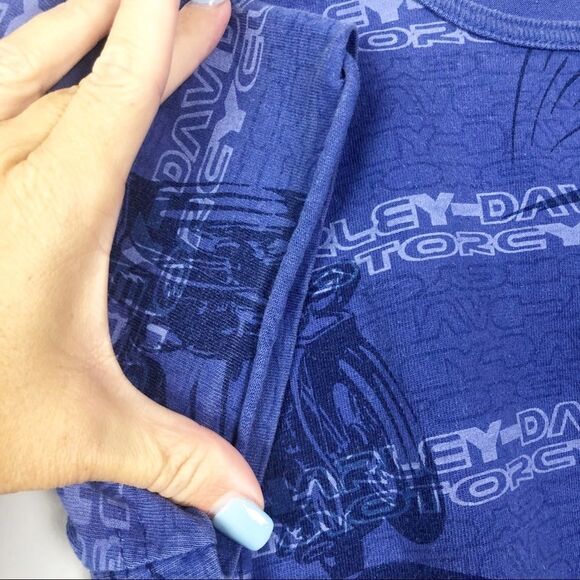 HARLEY DAVIDSON | Motorcycle Babydoll Graphic Tee Royal Purple Women’s Size M - Picture 4 of 4